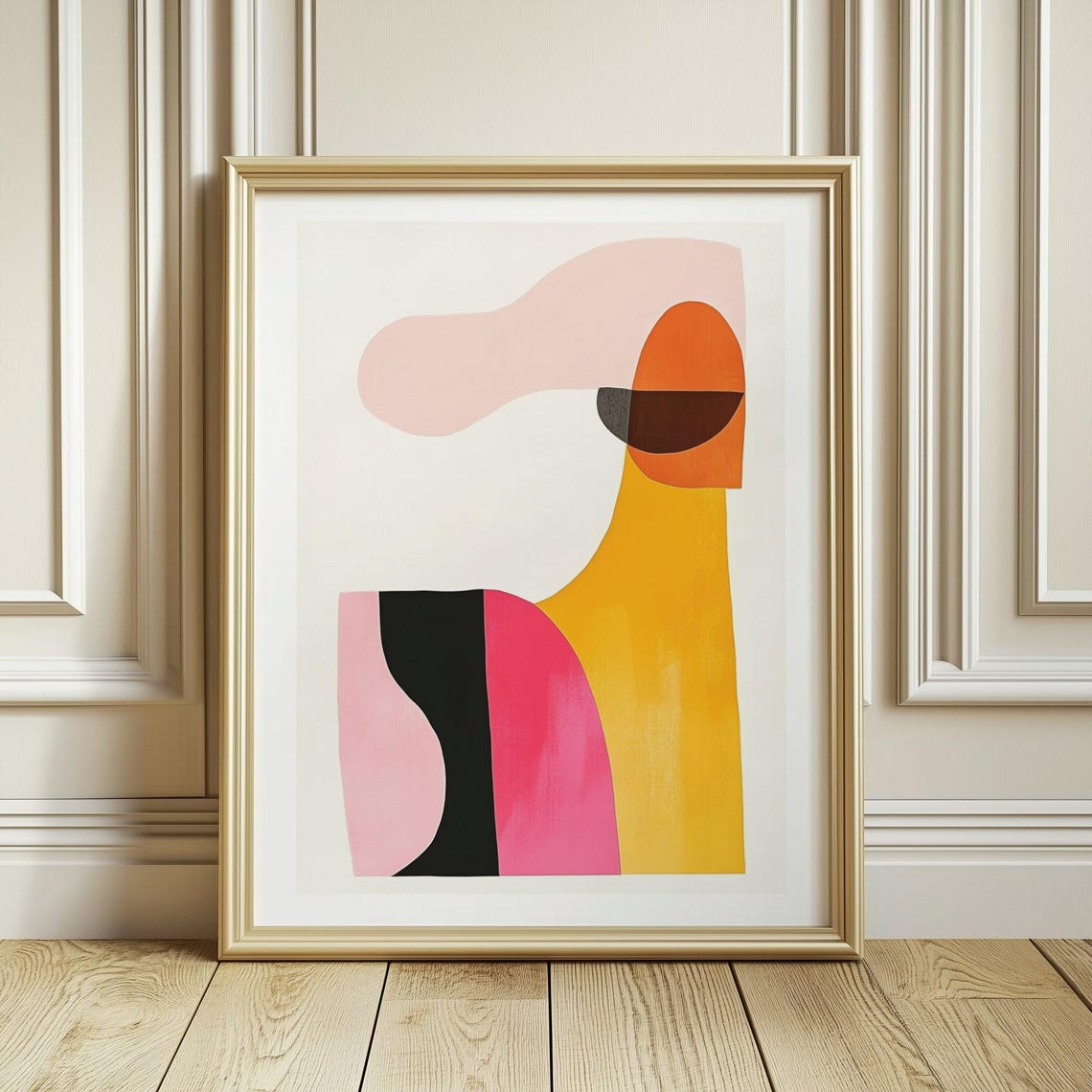 Colorful Mustard Pink and Black Bold Block Abstract Modern Poster - Image 3
