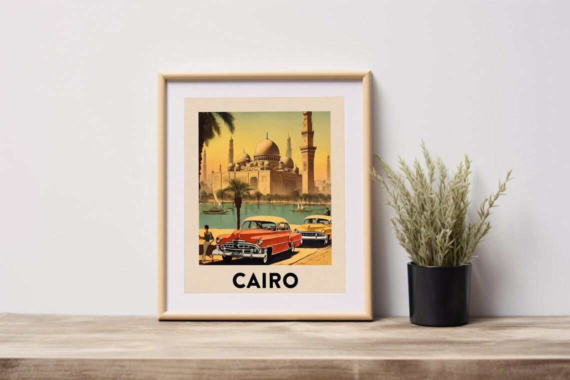 Cairo Vintage Travel Poster, Egypt Pyramid Art Print - Image 3