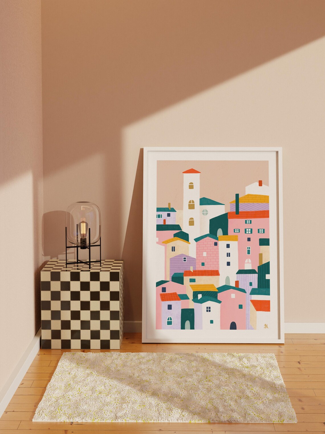 Town Colourful Art Print, Boho City Illustration - Image 2