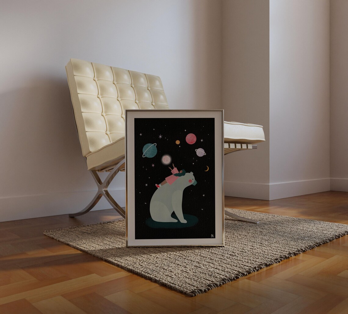 Planet Gazing Celestial Art Print, Astronomy Poster - Image 3