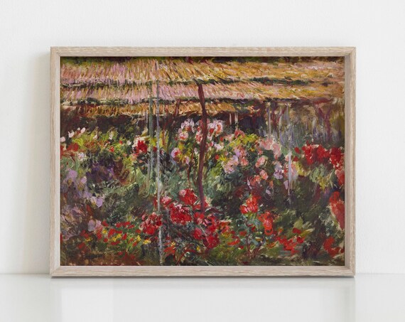 Impressionist Rose Garden Oil Painting Floral Vintage Art Poster