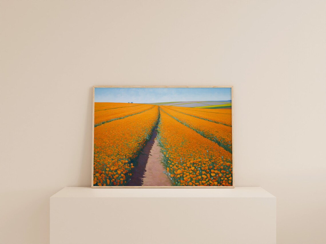 California Poppy Meadow Painting, Western Botanical Art - Image 3