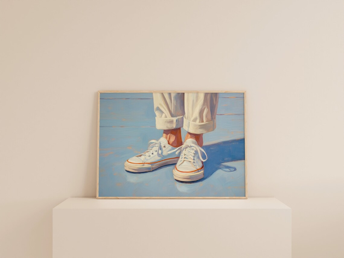 Light Blue Coastal Art Print, Preppy Retro Decor - Image 2