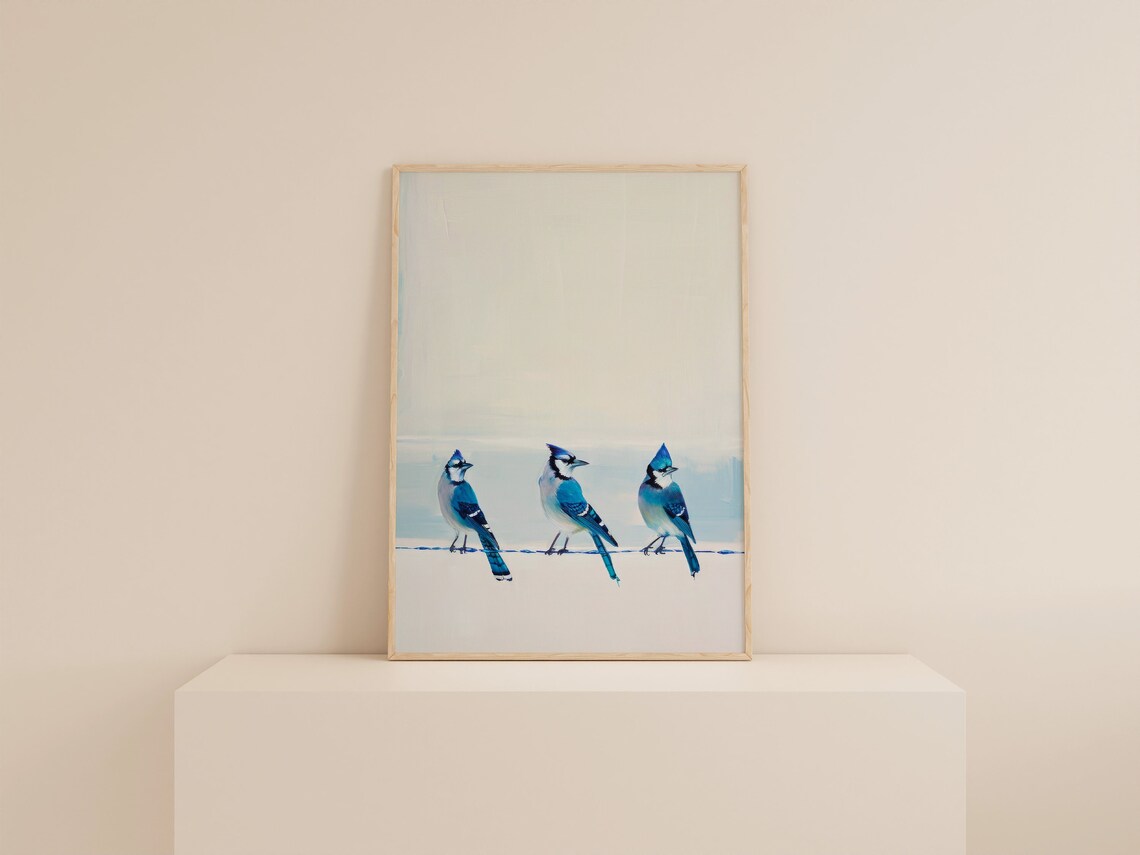 Blue Jay Bird Painting Art Print, Woodland Decor - Image 2