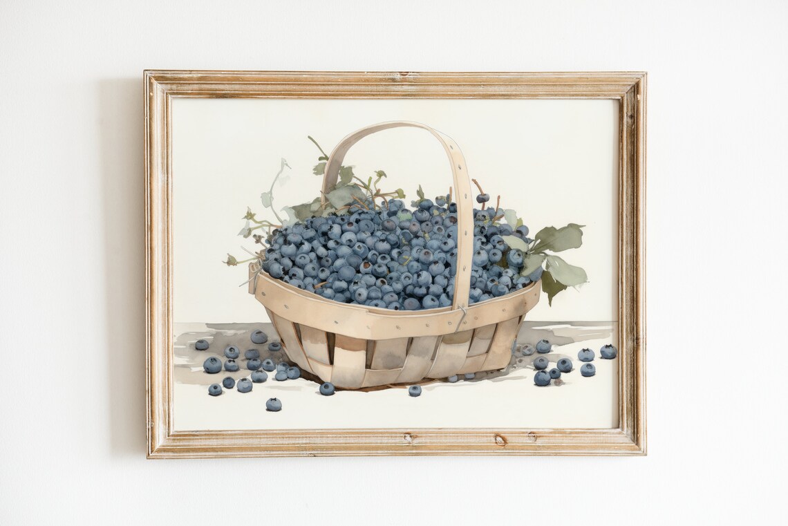 Retro Summer Fruit Watercolor Art Print, Kitchen Decor