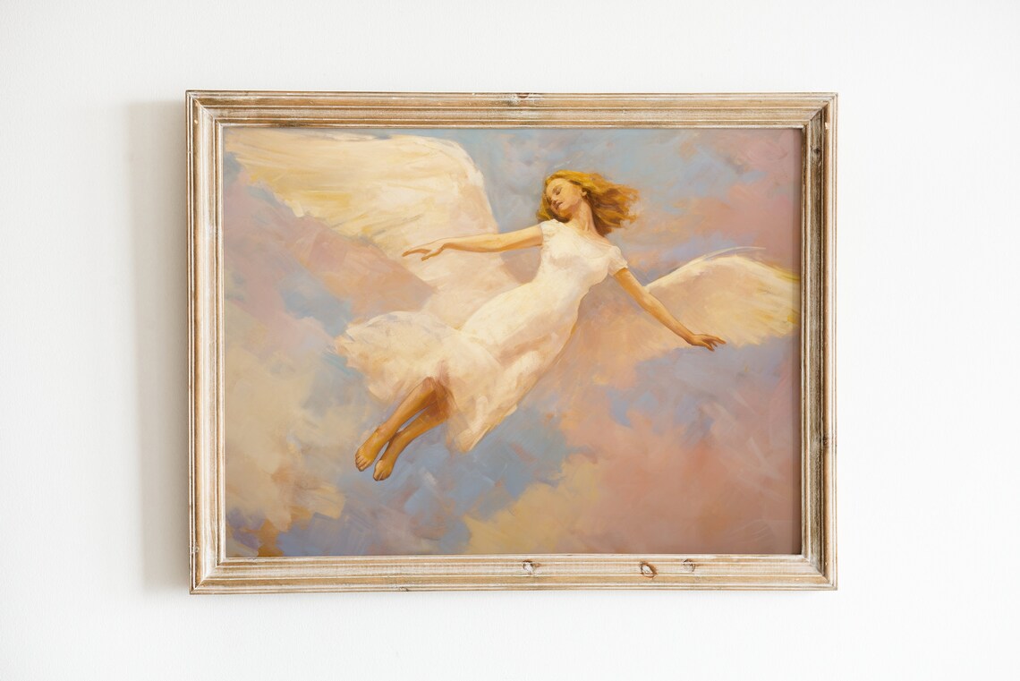Vintage Angel Artwork, Angelcore Light Academia Print