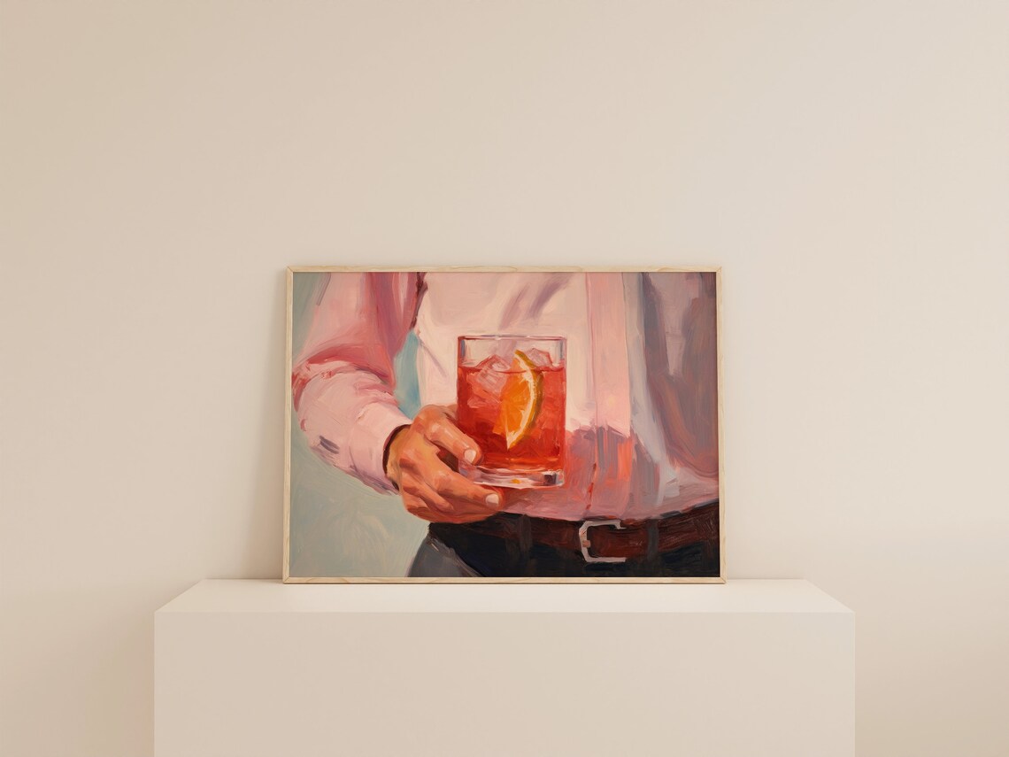 Pink Bar Cart Retro Cocktail Art Print - Image 2