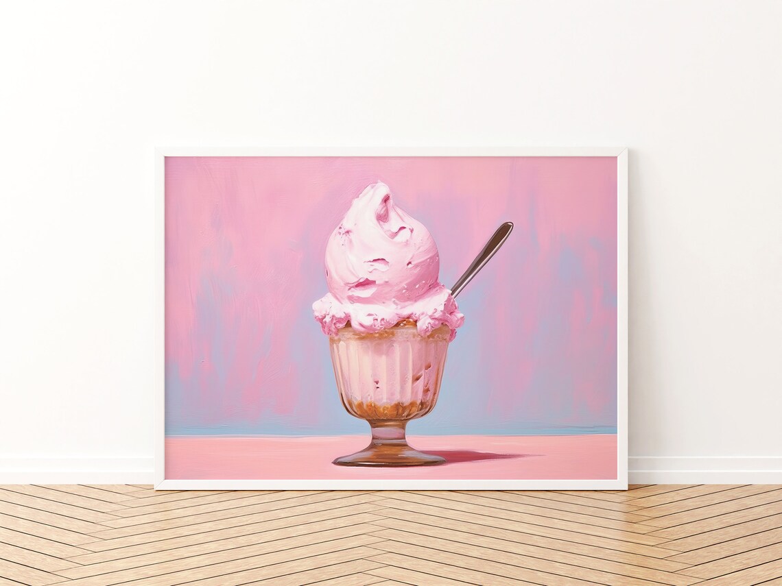 Girly Kitchen Pink Ice Cream, 1950s Retro Art Print - Image 3