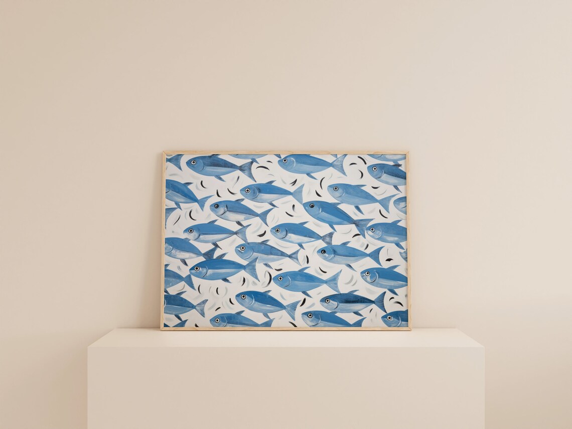 Fish Painting Blue Art Print, Coastal Kitchen Decor - Image 2
