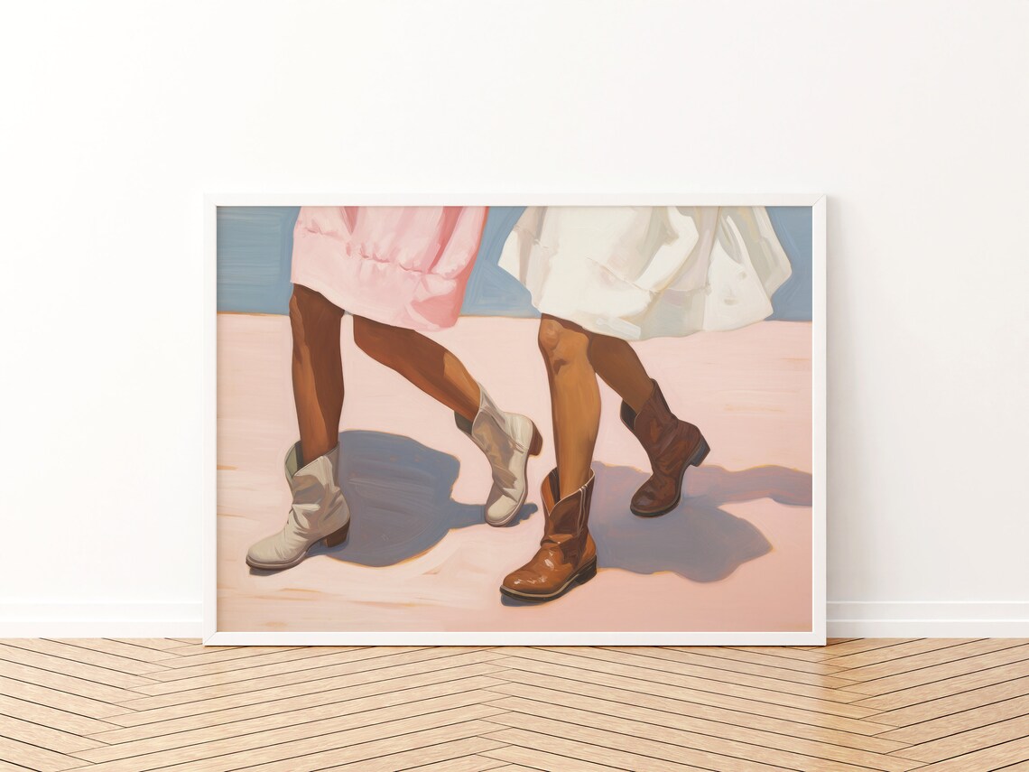 Cowgirl Boot Painting Pink Print, Coastal Cowgirl Art Print - Image 3