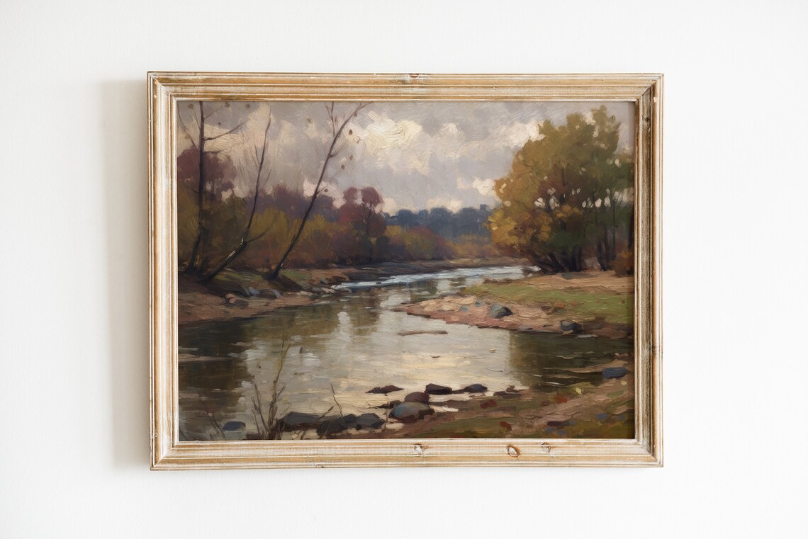 Vintage Muted Landscape Art Print, Above Bed Decor