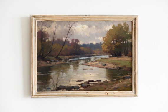 Vintage Muted Landscape Art Print, Above Bed Decor