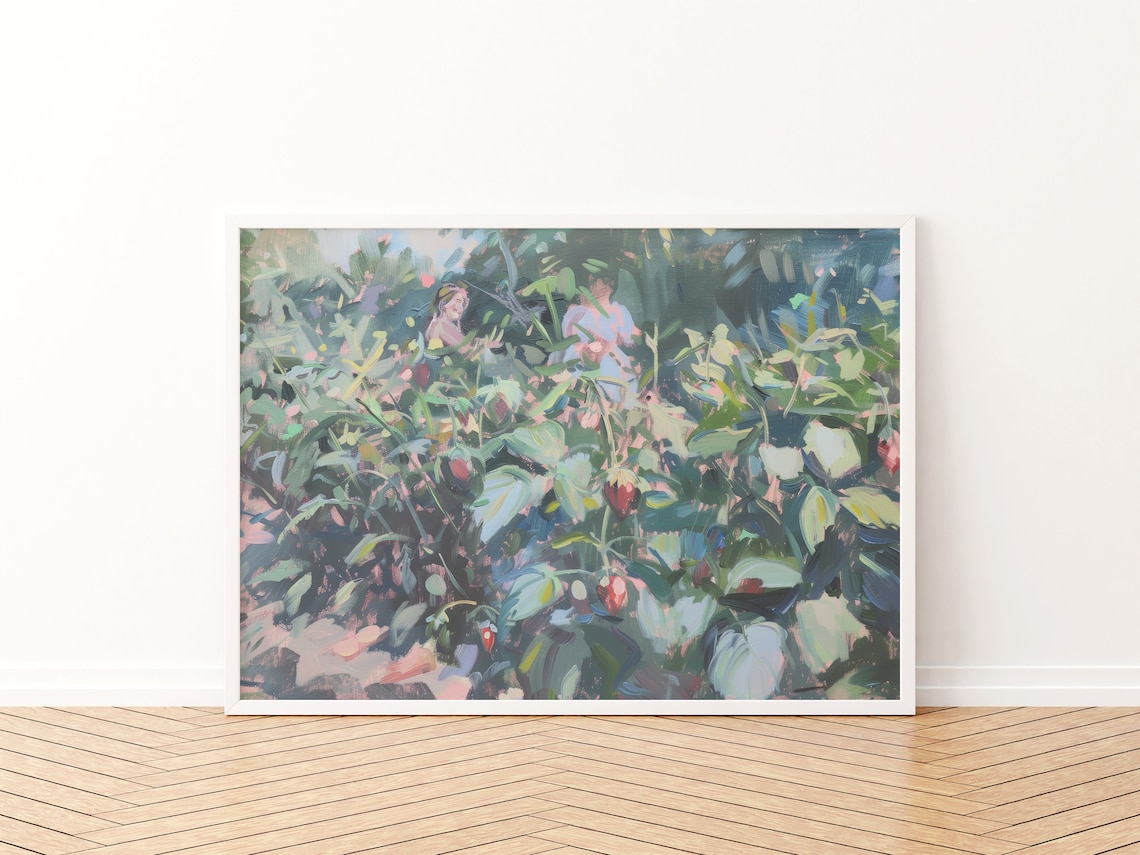 Strawberry Field Botanical Oil-Painting Art Print - Image 3