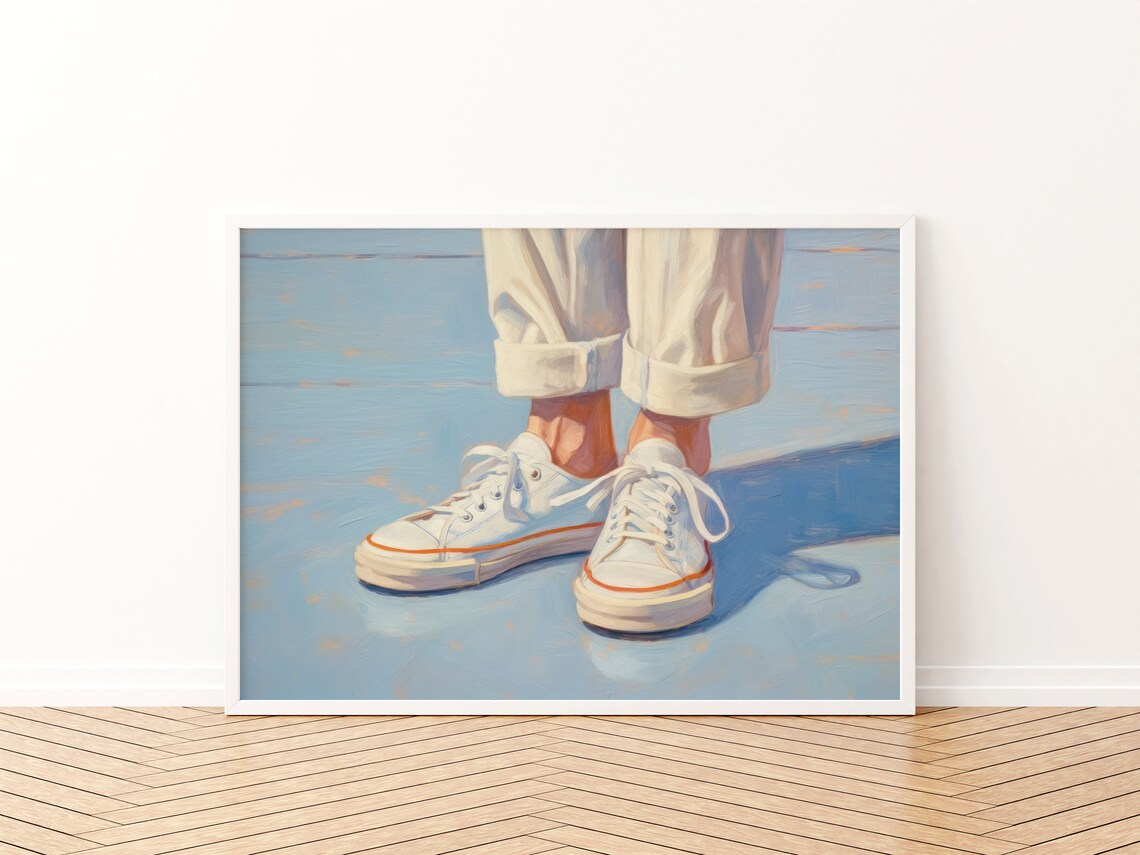Light Blue Coastal Art Print, Preppy Retro Decor - Image 3