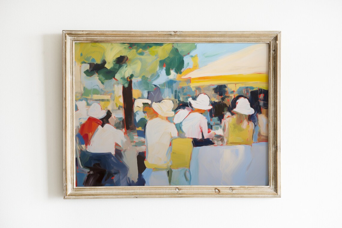 Abstract Cafe Painting Yellow Summer Art Print