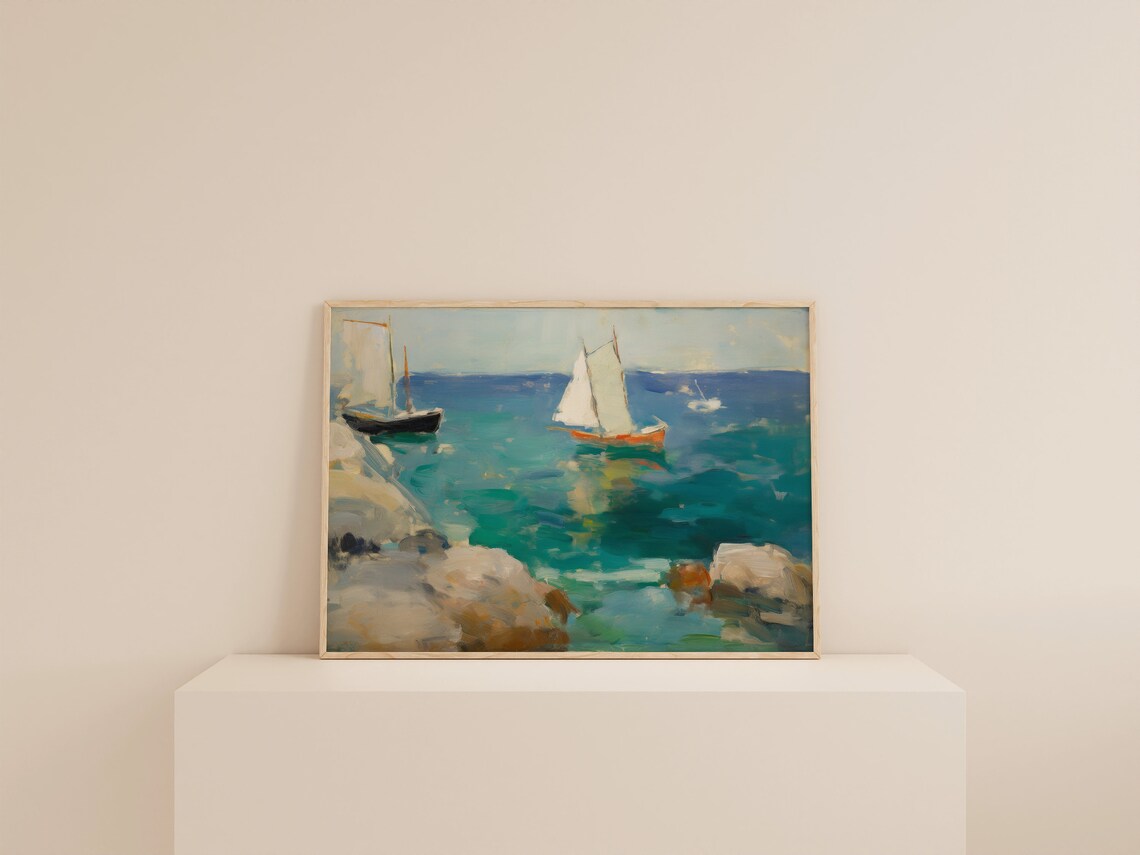 Sailboat Vintage Coastal Decor Art Print - Image 2