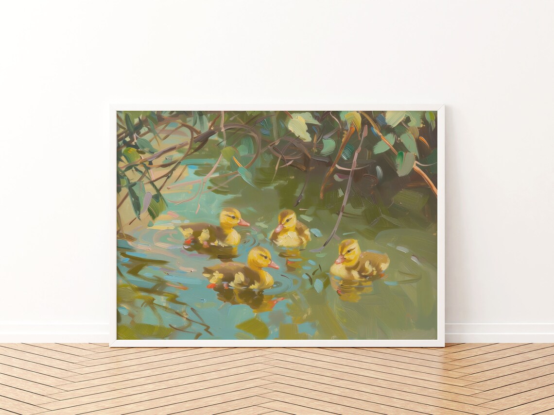 Duck Painting Antique Bathroom Wall Art, Rustic Farmhouse Art Print - Image 3