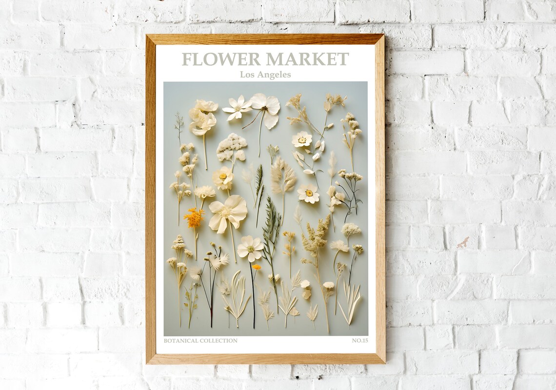 Los Angeles Flower Market Neutral Dried Wildflower Botanical Poster - Image 2
