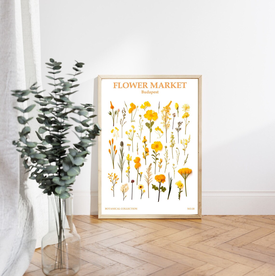 Budapest Flower Market Yellow Pressed Wildflower Botanical Poster - Image 4