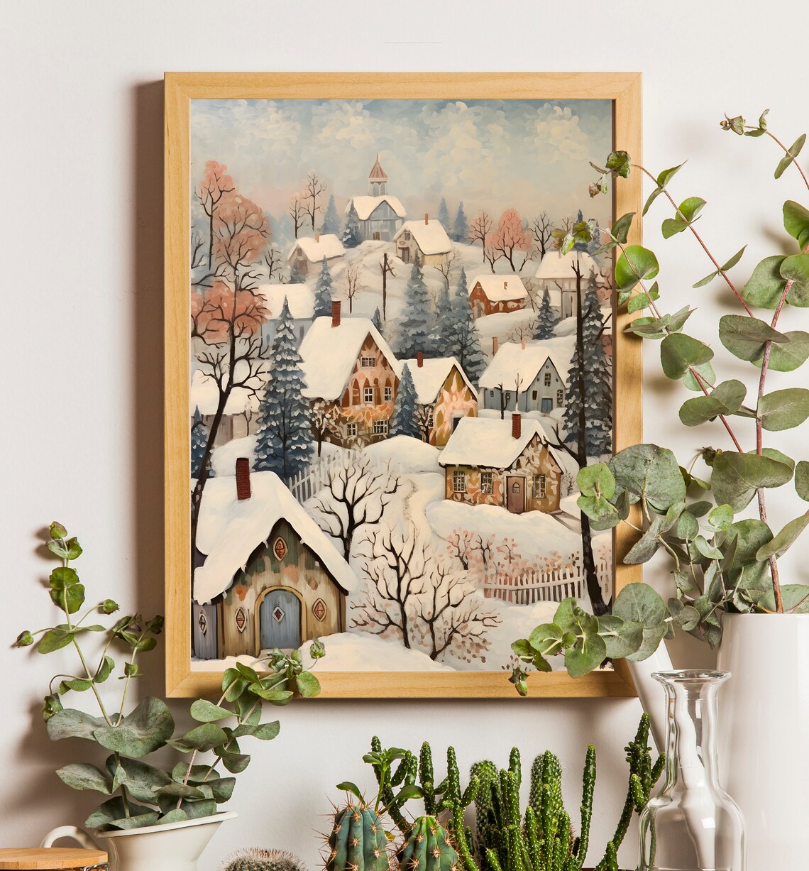 Nordic House Print, Scandi Christmas Wall Art