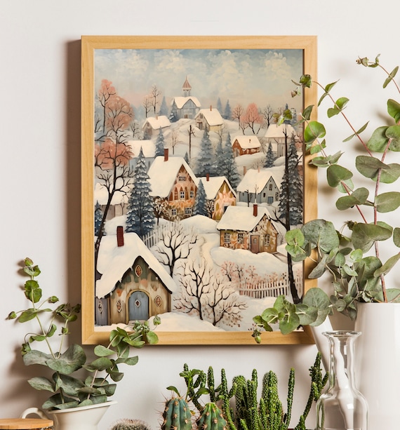 Nordic House Print, Scandi Christmas Wall Art