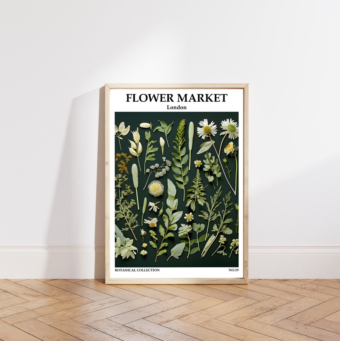 London Flower Market Botanical Green Pressed Floral Art Poster - Image 5
