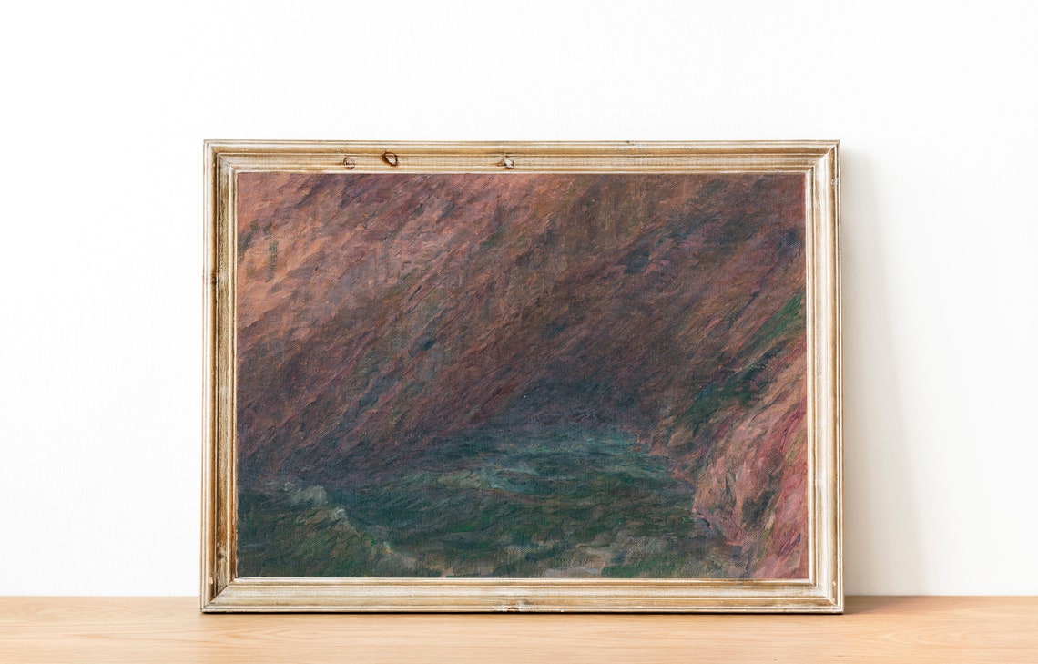 Vintage Ocean Oil Painting Sea Painting Coastal Decor Nautical Antique Painting Vintage Art Abstract Ocean Print - Image 8