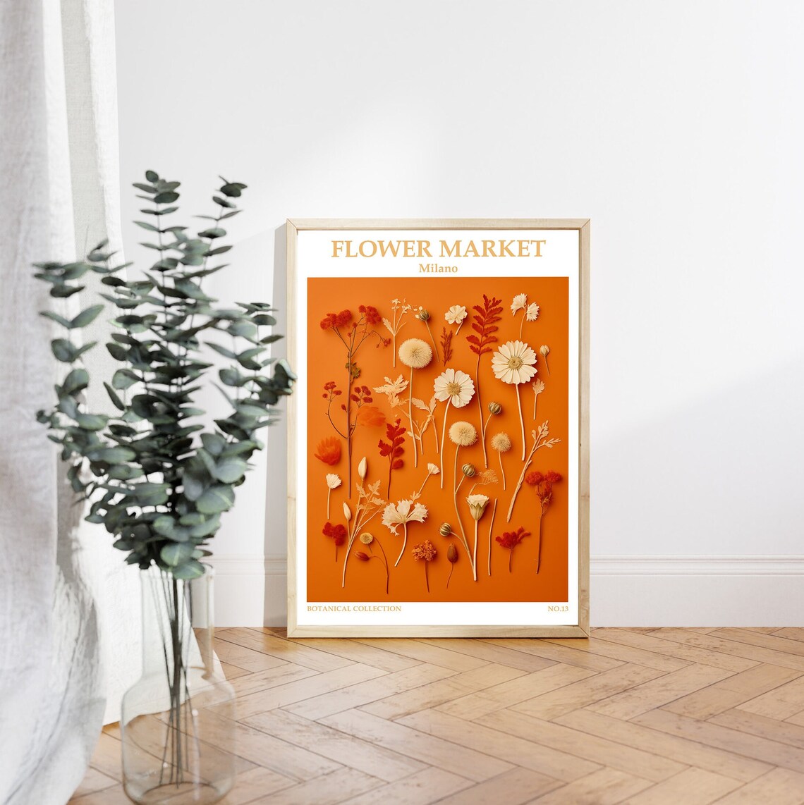 Milano Flower Market Burnt Orange Botanical Collection Art Poster - Image 4