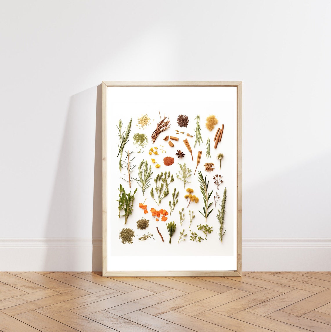 Dried Cooking Spices and Herbs Botanical Chart Kitchen Wall Art - Image 5
