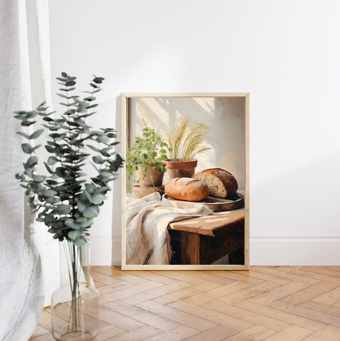 Vintage Bread Still Life Art Print, Rustic Kitchen Decor - Image 5