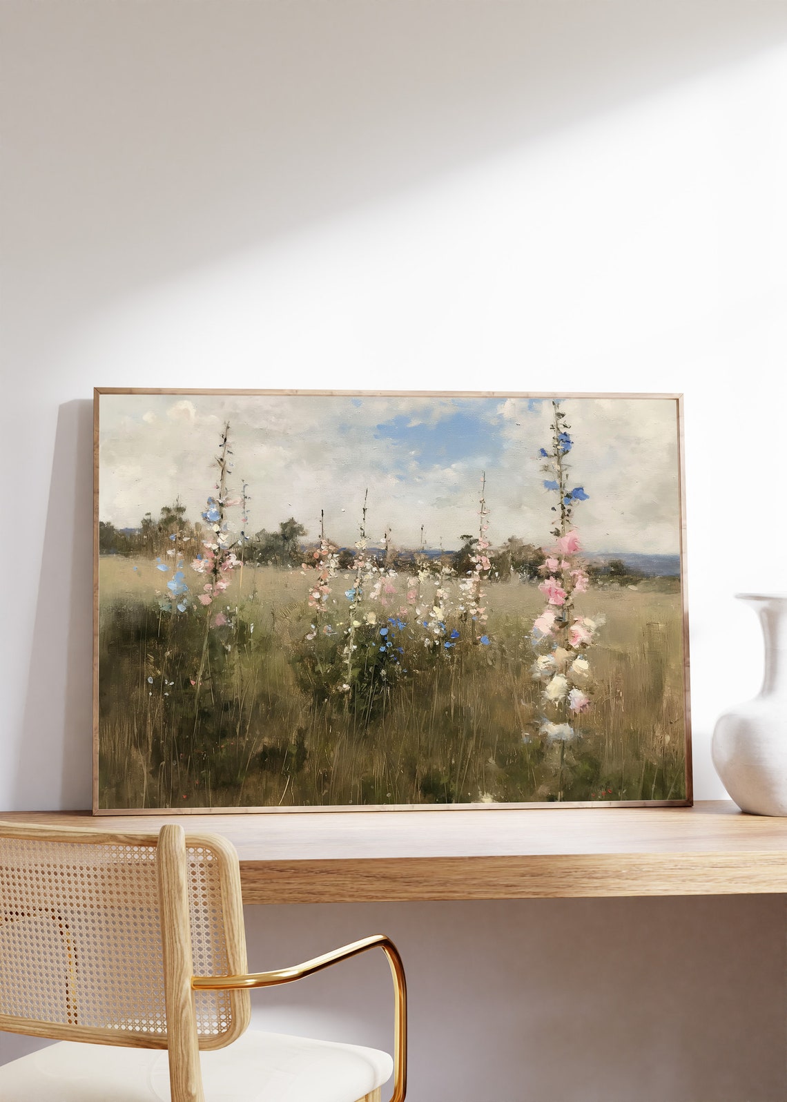 Wildflower Meadow under Soft Sky Impressionist Landscape Poster - Image 7