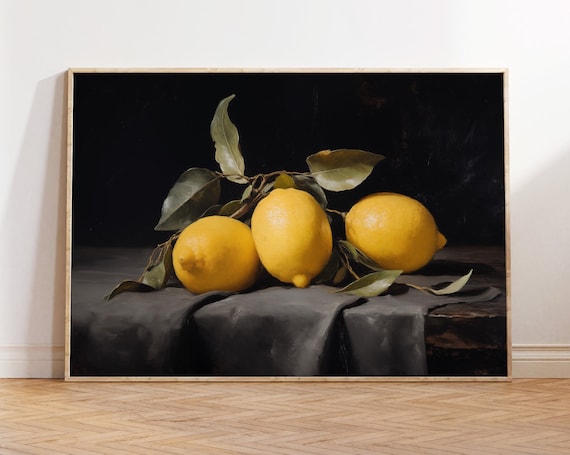 Lemon Print, Vintage Farmhouse Kitchen Decor