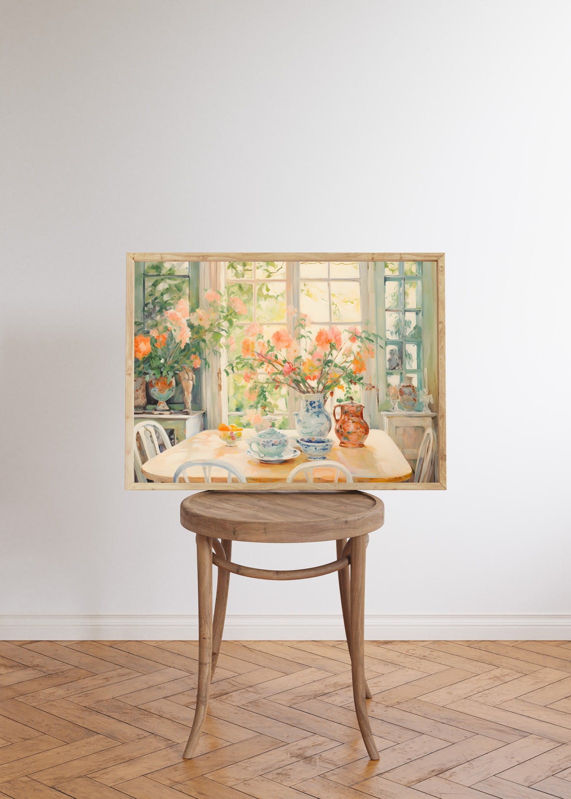 Sunlit Dining Room with Flowers and Teapot Impressionist Wall Art - Image 5