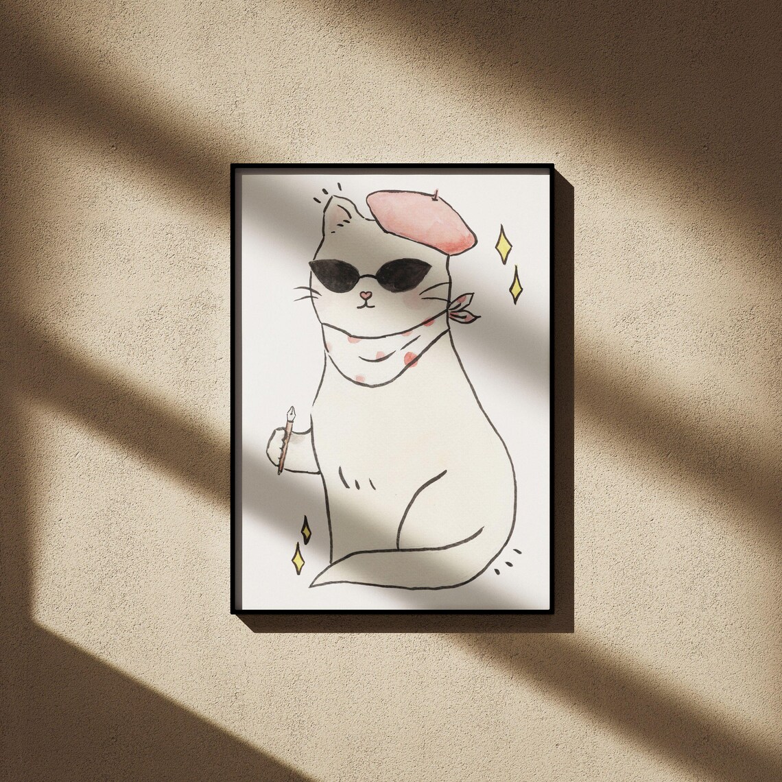 French Artist Cat, Cute Minimalist Nursery Decor