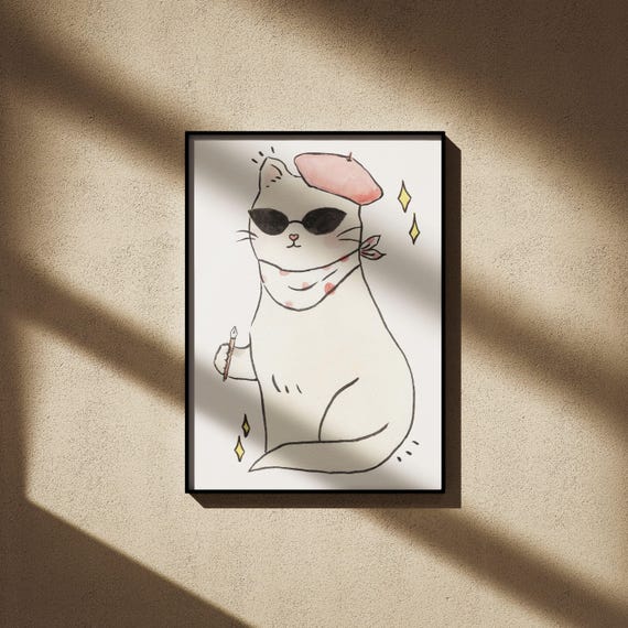 French Artist Cat, Cute Minimalist Nursery Decor