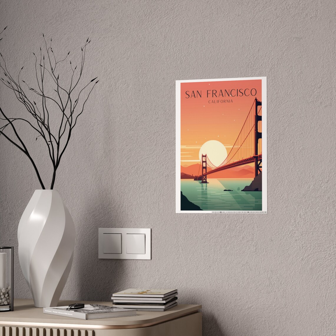 San Francisco Art Deco Travel Poster, Golden Gate Bridge - Image 2