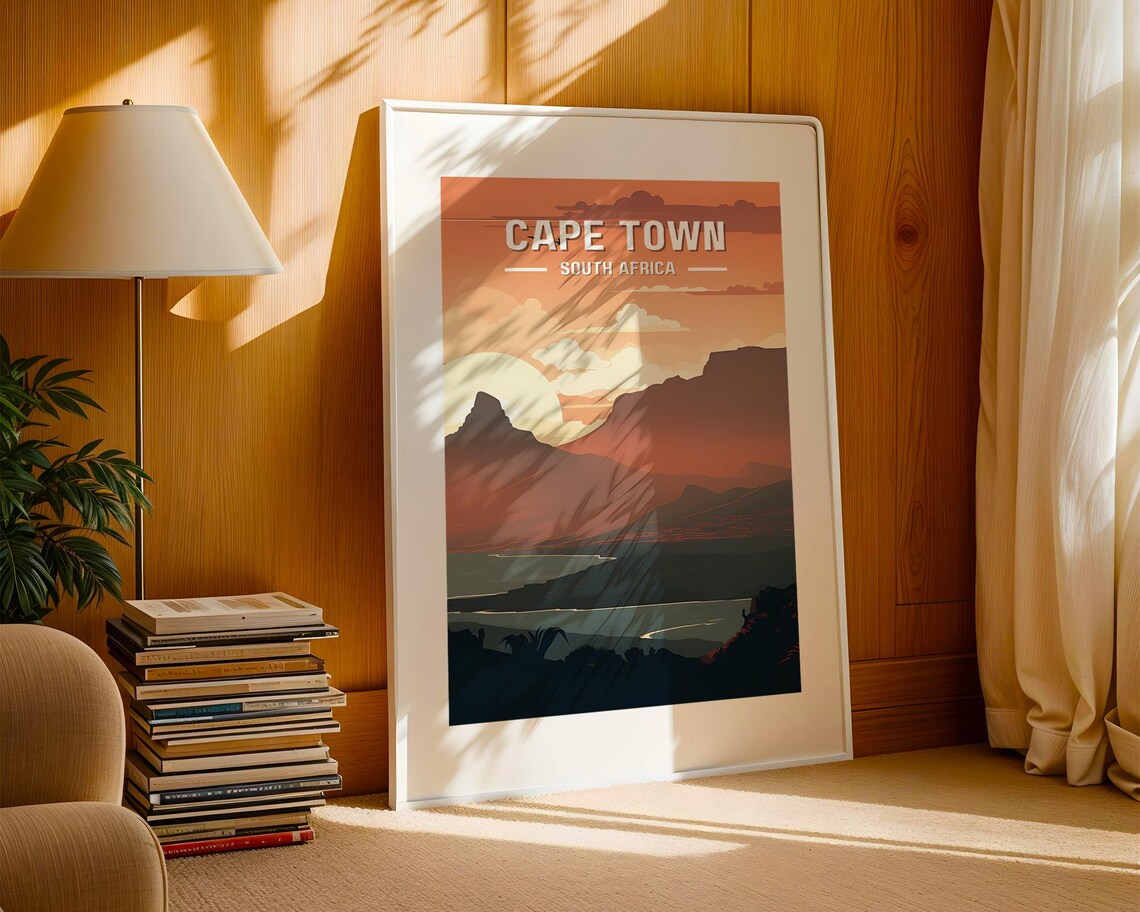 Vintage Cape Town Travel Poster, South Africa Cityscape - Image 5