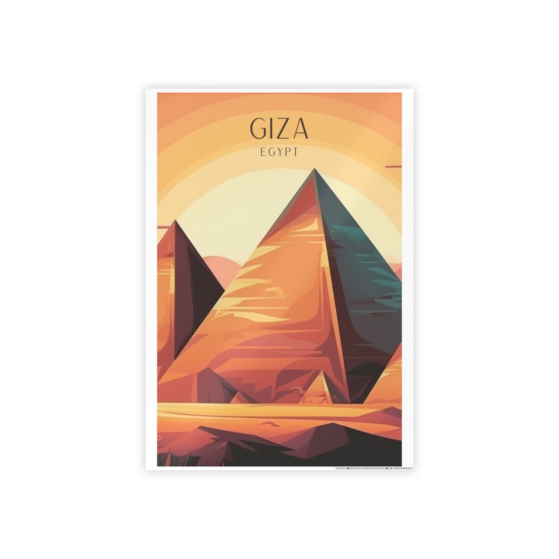 Pyramids Art Deco Travel Poster, Giza Africa