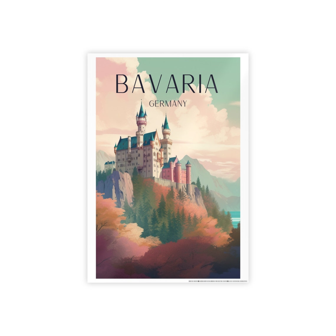 Neuschwanstein Travel Poster, Bavaria Germany Alps - Image 4