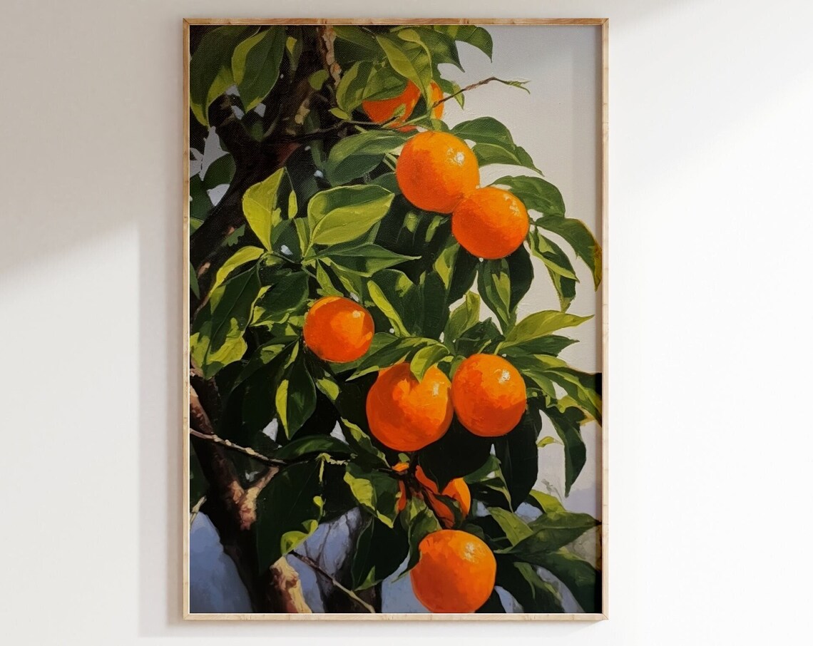 Orange Tree Kitchen Art Wall Decor Still Life Painting Print Dining Room Fruit