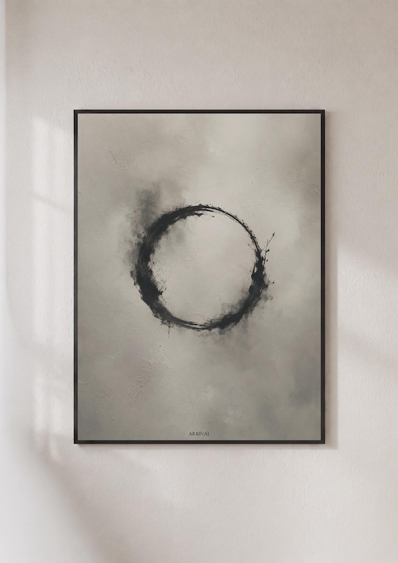 Arrival Black Ink Heptapod Circle Minimalist Sci-Fi Movie Poster