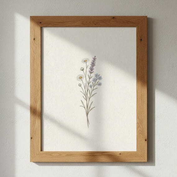 Wildflower Posy Botanical Print Cottage Garden Bouquet Wall Art