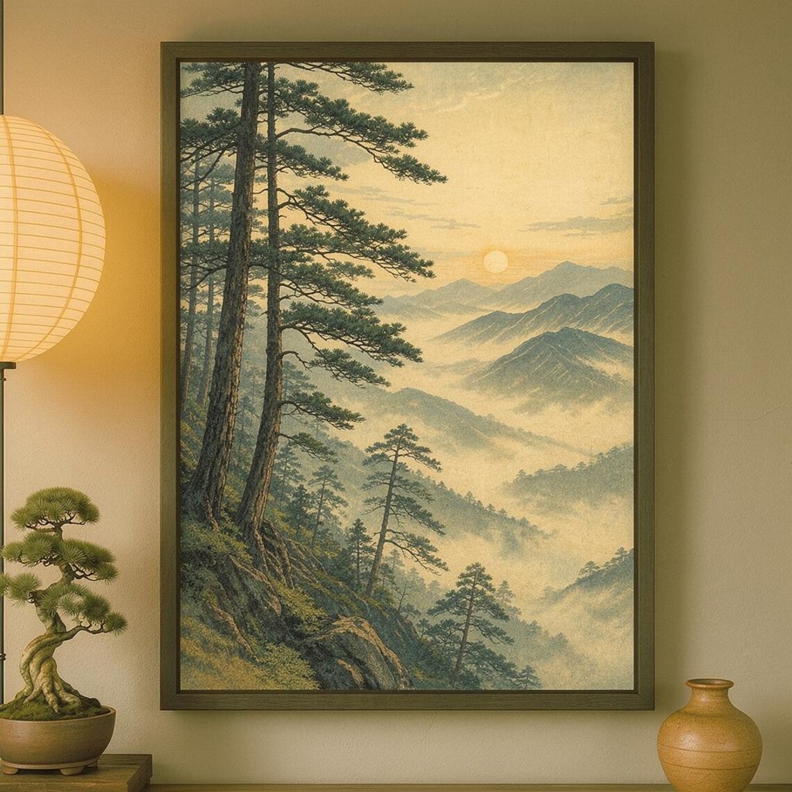 Japanese Mountain Sunrise Art Print