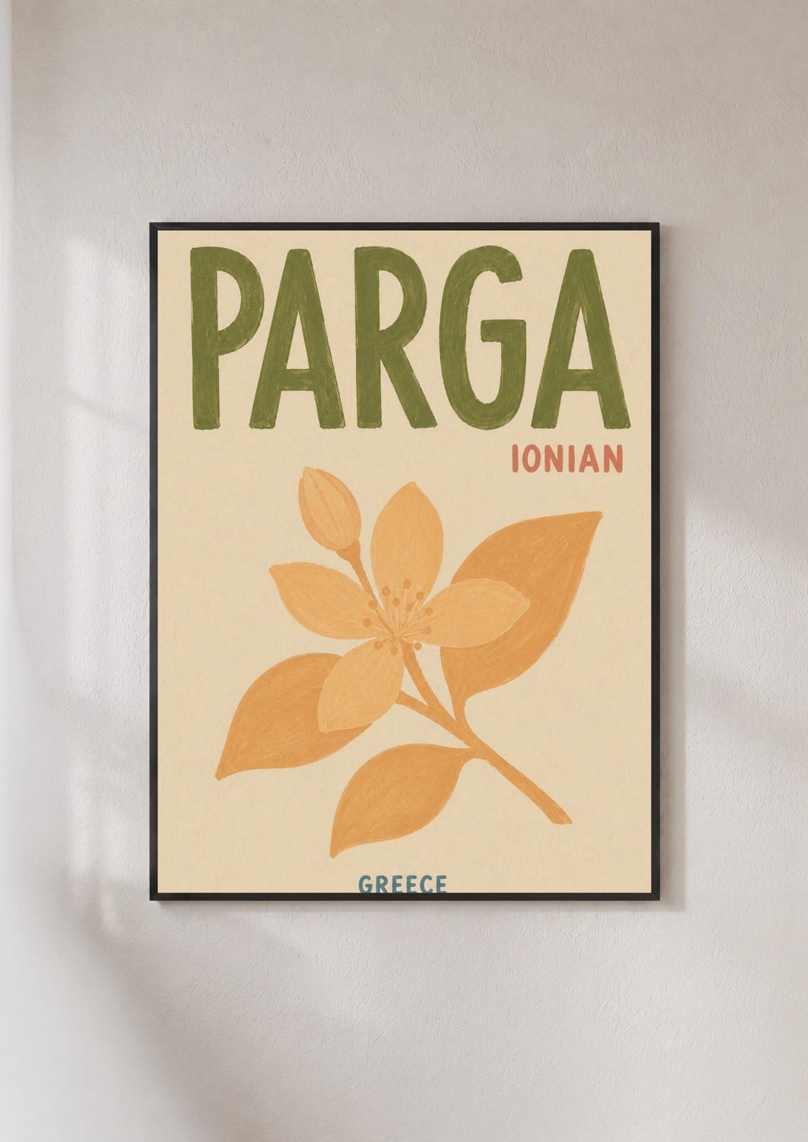 Parga Ionian Greece Citrus Blossom Vintage Floral Travel Poster