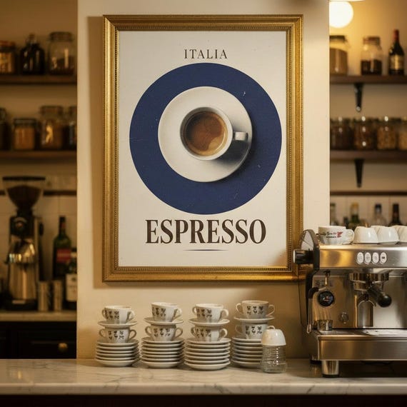 Italy Coffee Print Vintage Espresso Poster Bar Art