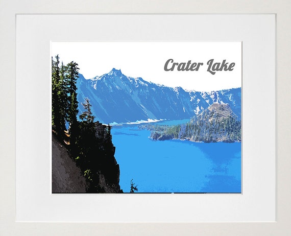 Crater Lake Art National Park Poster Oregon Travel Print Zb11a