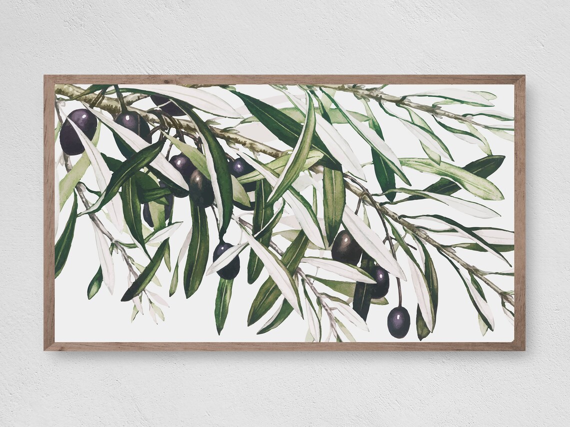 Olive Branch Art Print, Abstract Modern Decor