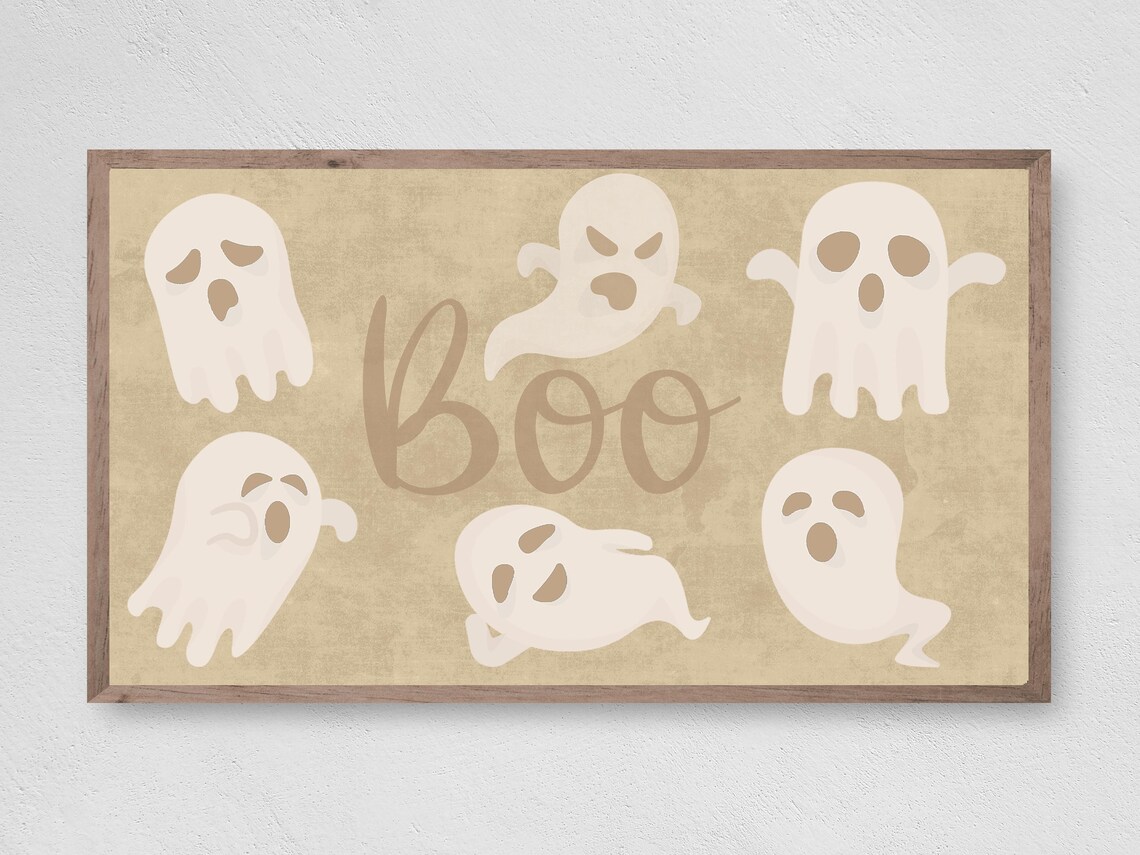 Halloween Boho Ghosts Art Print, Holiday Decor
