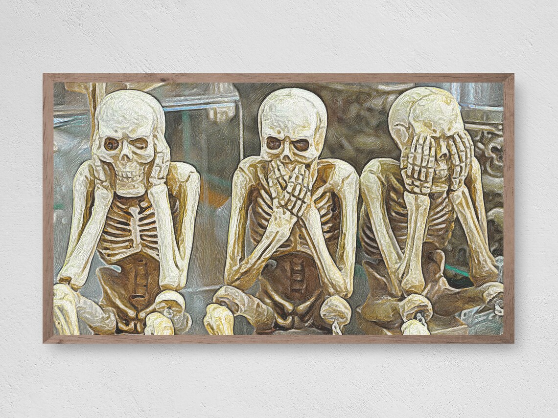 Halloween Skeletons Art Print, See No Evil