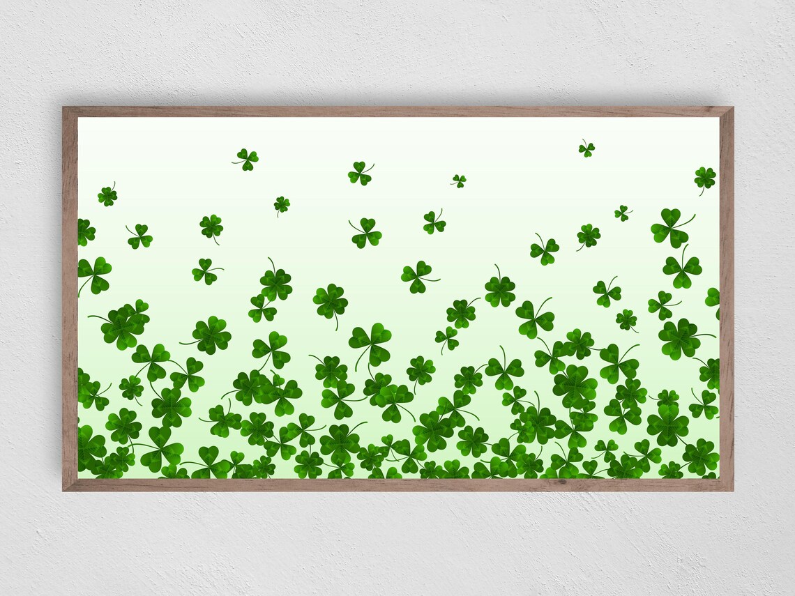 St Patricks Day Falling Clovers Art Print